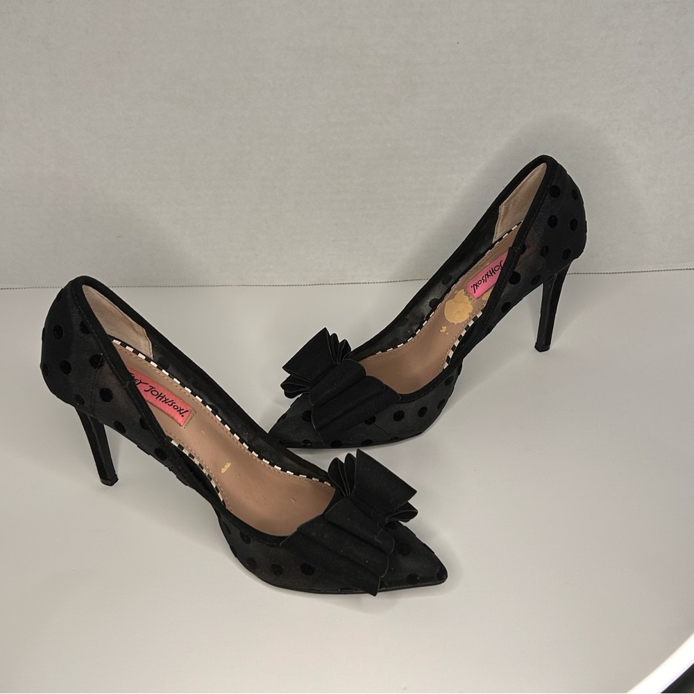Betsey Johnson Black Polka Dot Heels - Picture 2 of 10